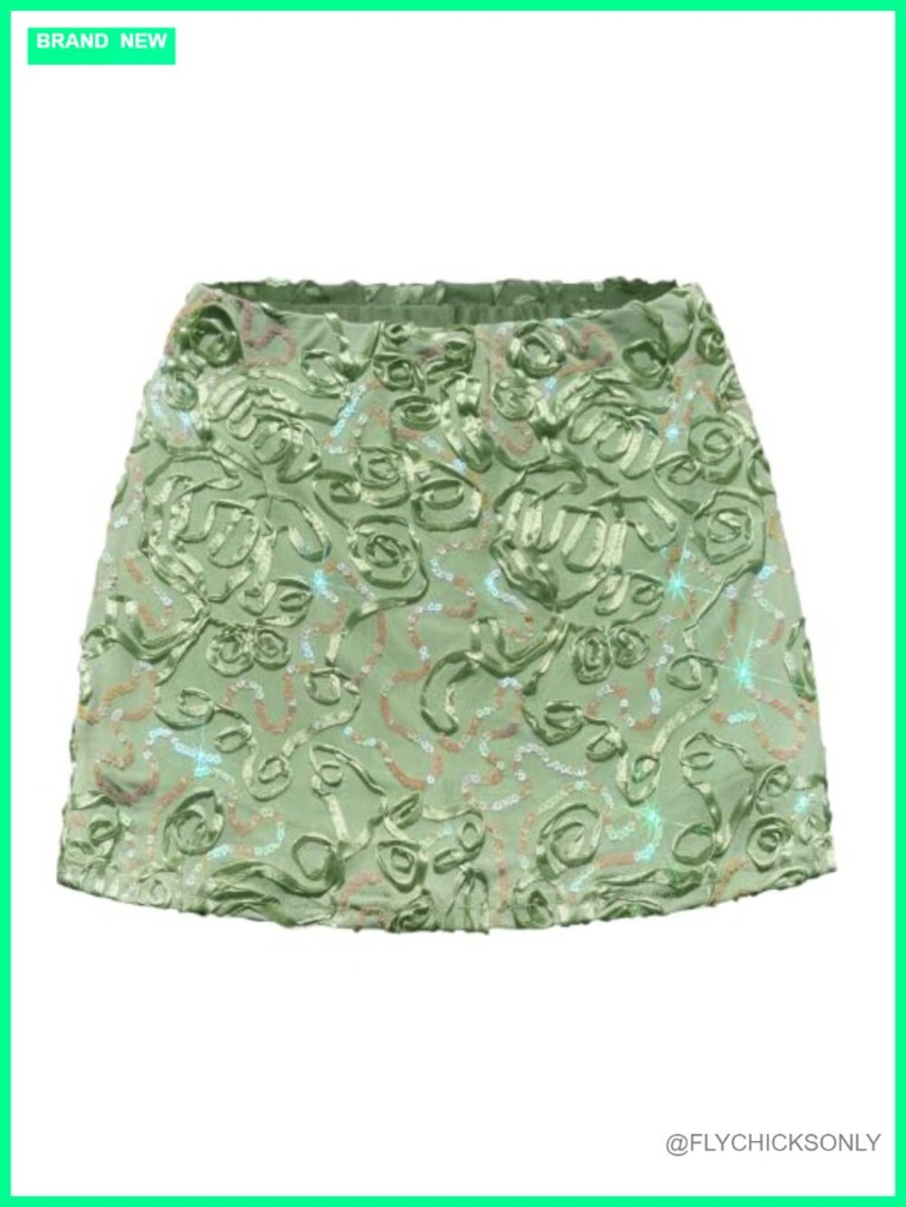 Sequin Mesh Floral Mini Skort Low Rise Stretch A-Line Summer Party Skirt